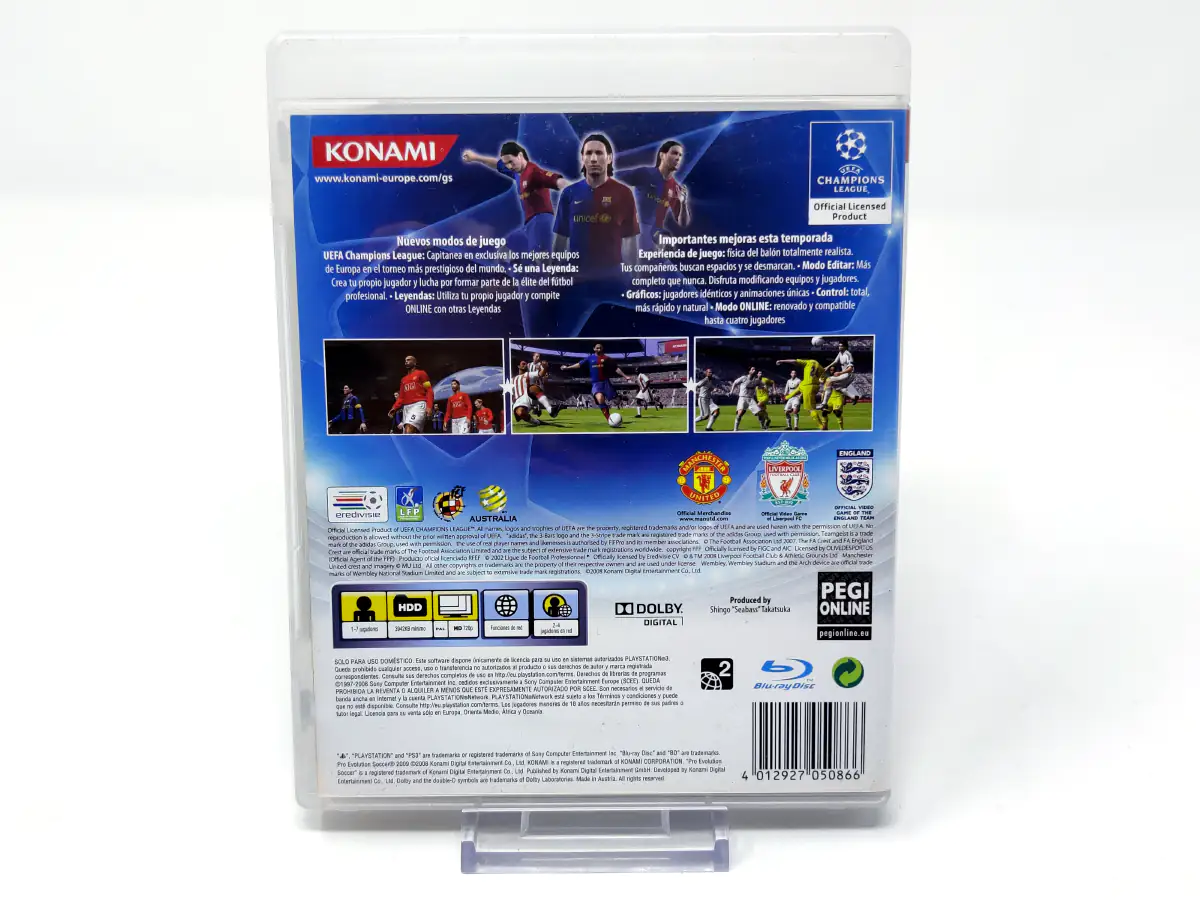 Parte trasera de Pro Evolution Soccer 2009 (ESP) (Rebajado) para PlayStation 3, edición PAL España