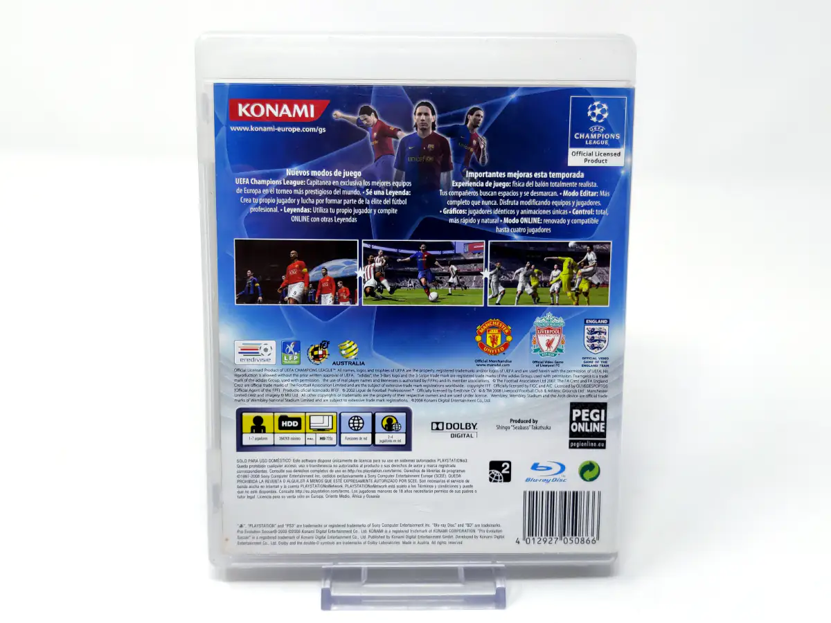 Parte trasera de Pro Evolution Soccer 2009 (ESP) (Rebajado) para PlayStation 3, edición PAL España