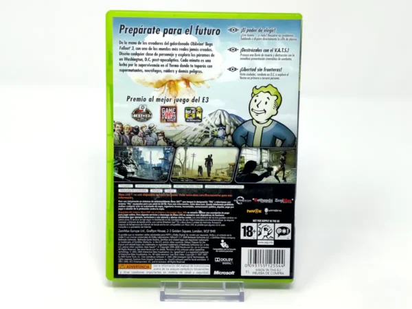 Parte trasera de Fallout 3 (ESP) para XBOX 360, edición PAL España