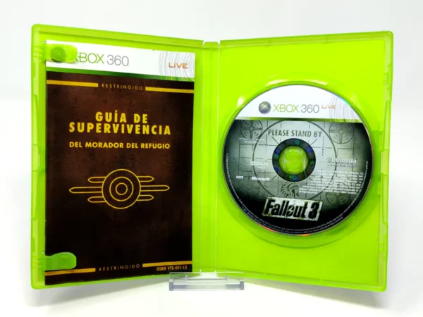 Interior del juego Fallout 3 (ESP) para XBOX 360 con disco y manual