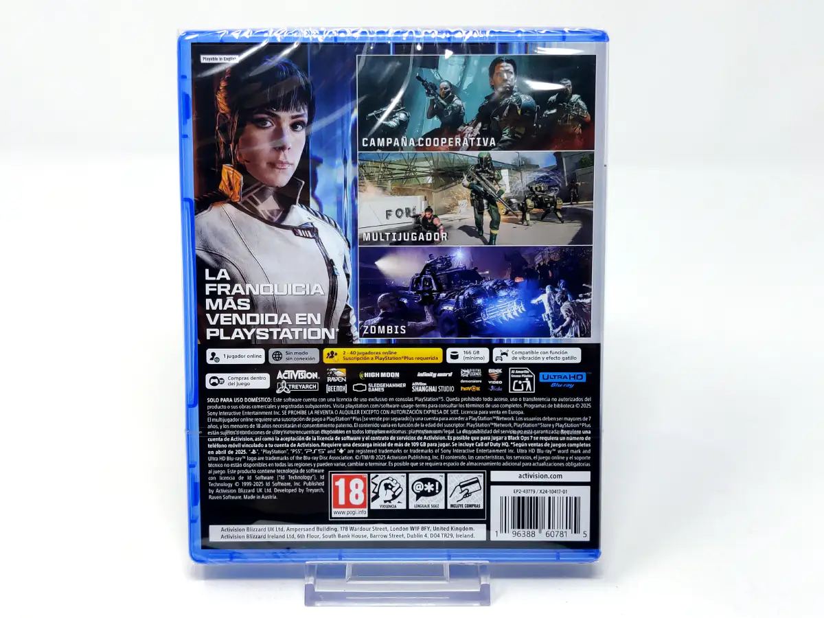 Parte trasera de Call of Duty: Black Ops 7 (ESP) (Precintado) para PlayStation 5, edición PAL España