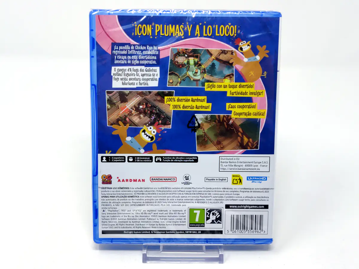 Parte trasera de Chicken Run: Por las Plumas (ESP) (Precintado) para PlayStation 5, edición PAL España