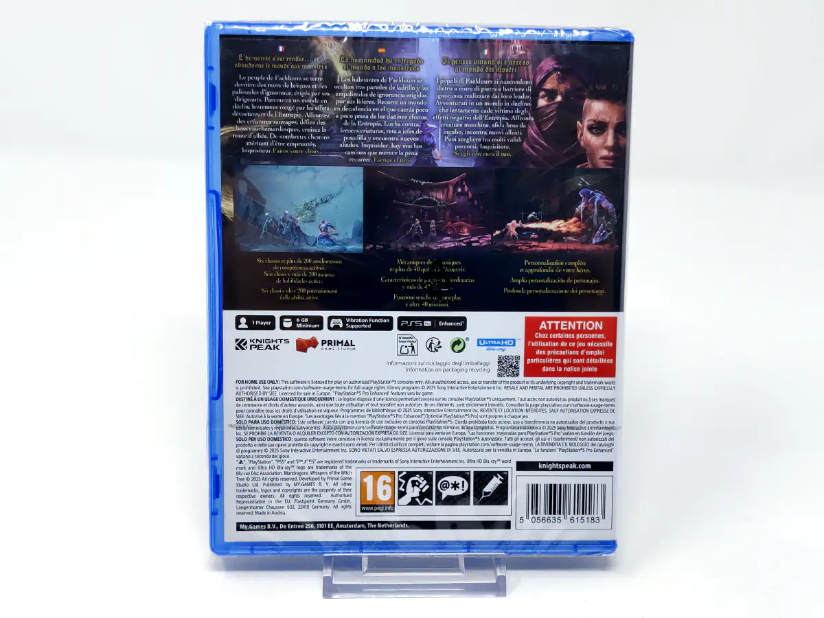 Parte trasera de Mandragora: Whispers of the Witch Tree (ESP) (Precintado) para PlayStation 5, edición PAL España