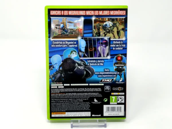 Parte trasera de MegaMind: Comienza la Batalla (ESP) para XBOX 360, edición PAL España