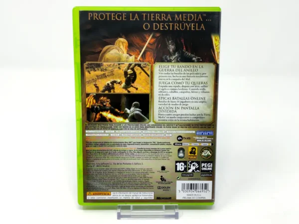 Parte trasera de El Señor de los Anillos: La Conquista (ESP) para XBOX 360, edición PAL España