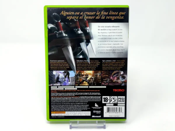 Parte trasera de Ninja Gaiden II (ESP) para XBOX 360, edición PAL España