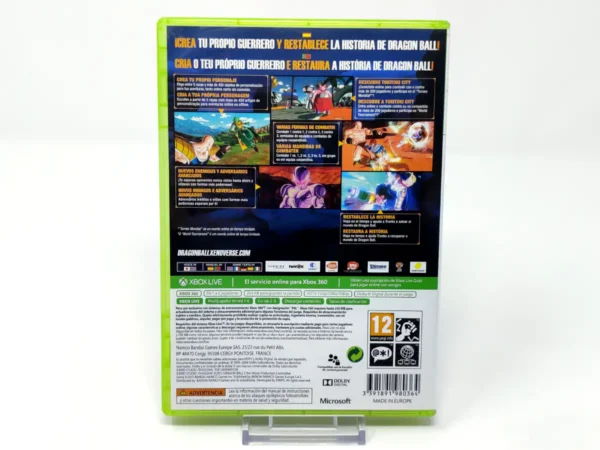 Parte trasera de Dragon Ball: Xenoverse (ESP) para XBOX 360, edición PAL España