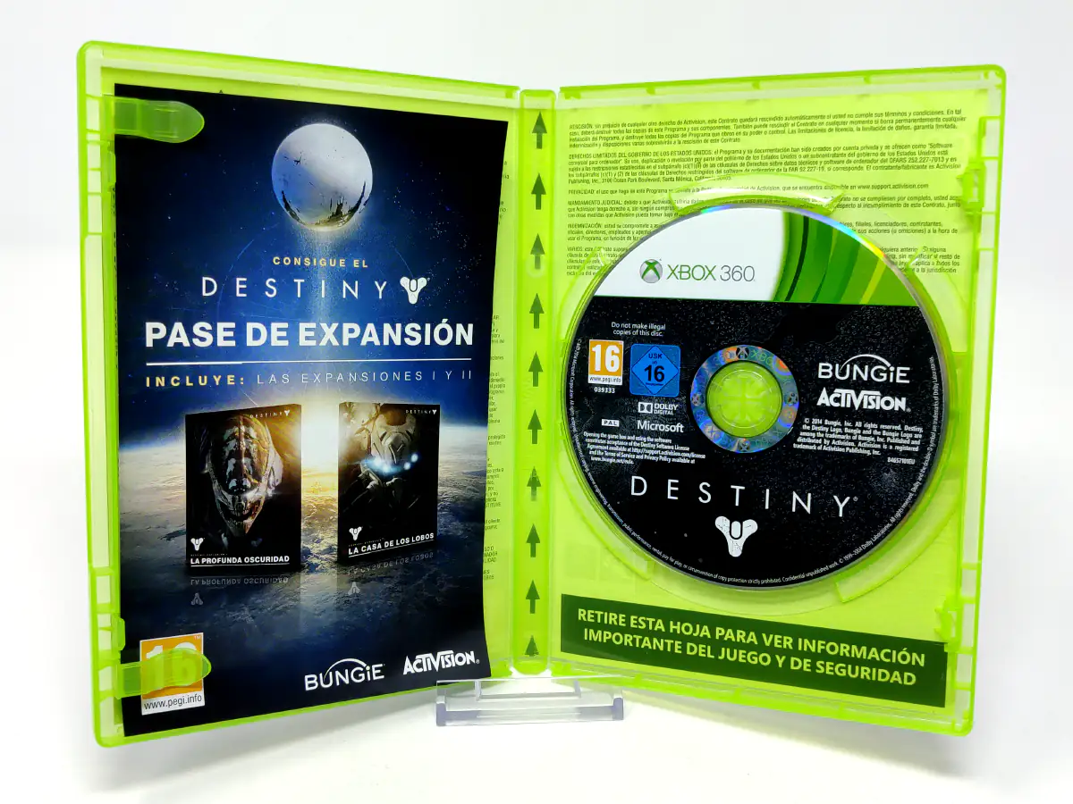 Interior del juego Destiny (ESP) para XBOX 360 con disco y manual