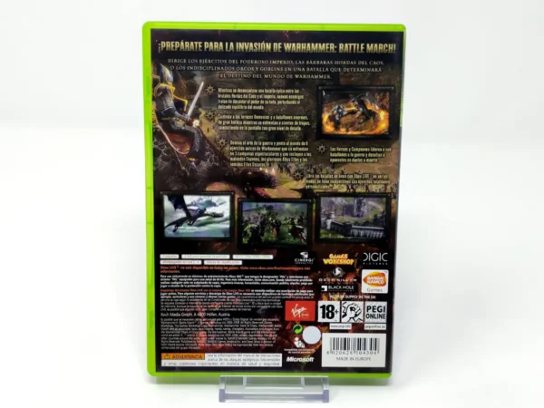 Parte trasera de Warhammer: Battle March (ESP) para XBOX 360, edición PAL España