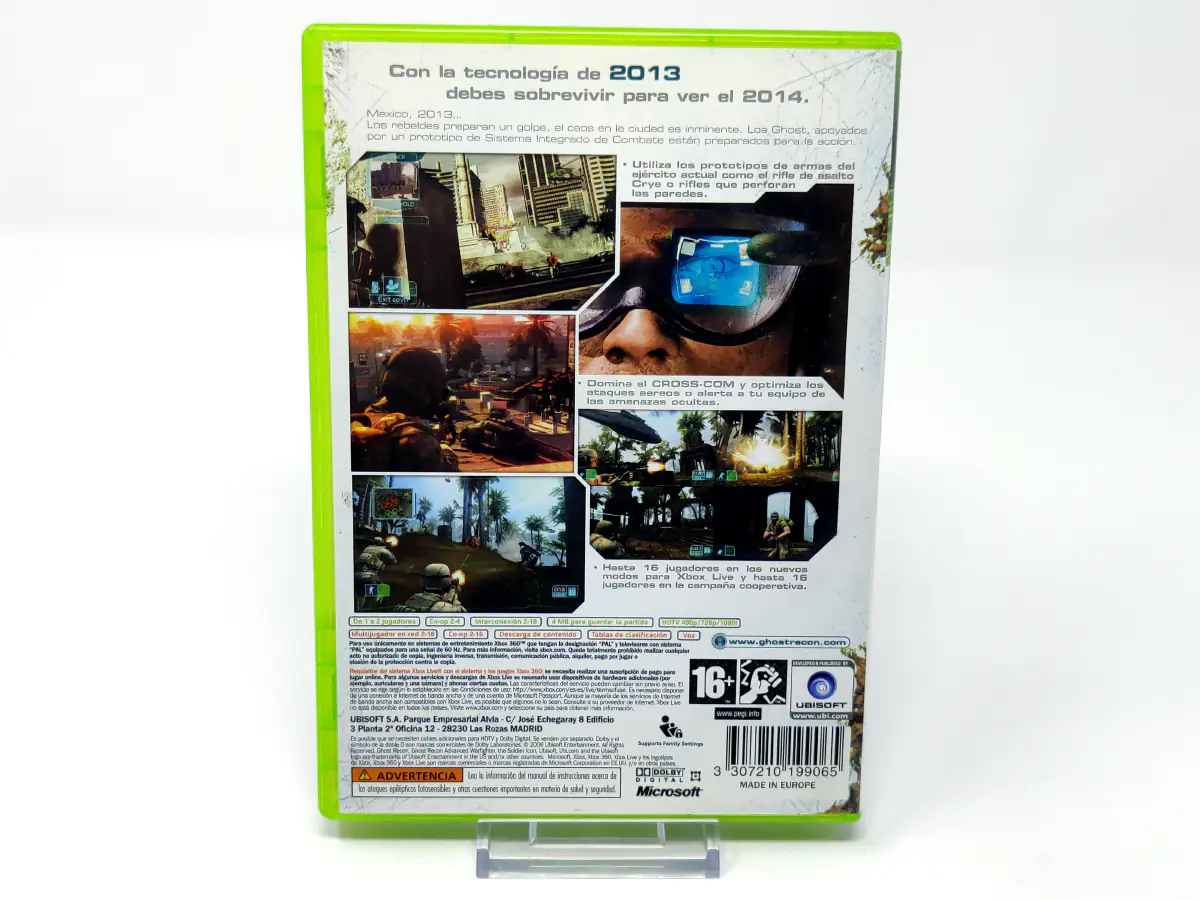Parte trasera de Tom Clancy's Ghost Recon: Advanced Warfighter (ESP) (Rebajado) para XBOX 360, edición PAL España