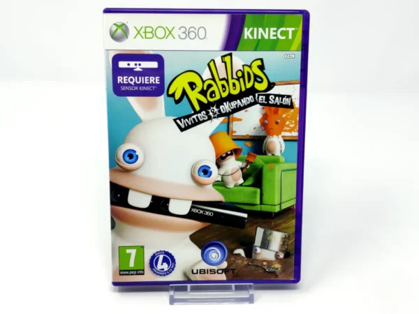 Portada de Rabbids: Vivitos y Okupando el Salón (ESP) para XBOX 360, edición PAL España, de segunda mano