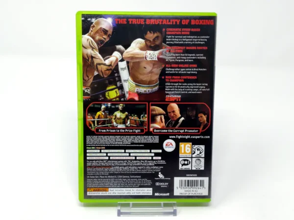 Parte trasera de Fight Night Champion (UK) para XBOX 360, edición PAL UK