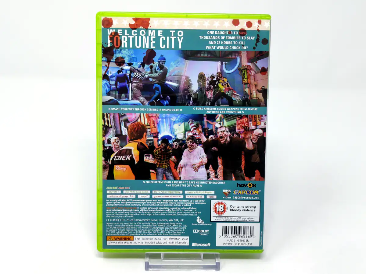 Parte trasera de Dead Rising 2 (UK) (Classics) para XBOX 360, edición PAL UK