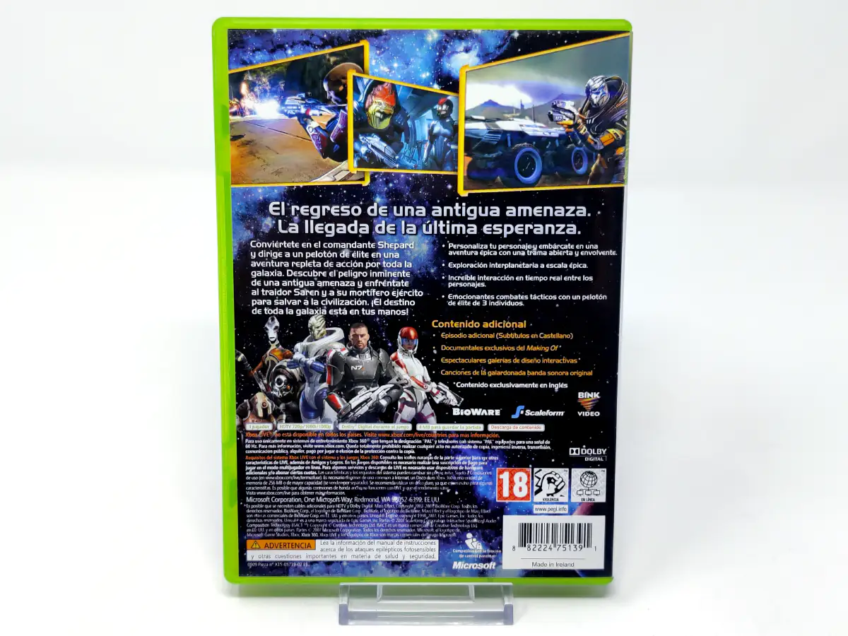 Parte trasera de Mass Effect (ESP) (Classics) para XBOX 360, edición PAL España