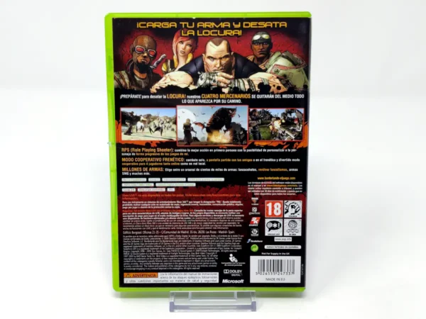 Parte trasera de Borderlands (ESP) para XBOX 360, edición PAL España