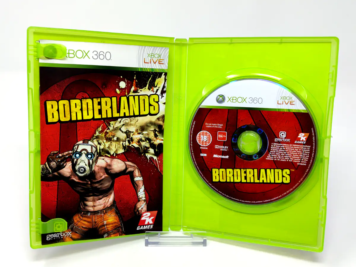 Interior del juego Borderlands (ESP) para XBOX 360 con disco y manual