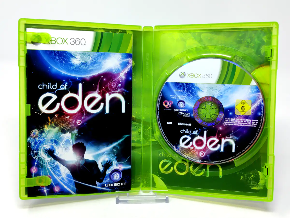 Interior del juego Child of Eden (ESP) para XBOX 360 con disco y manual