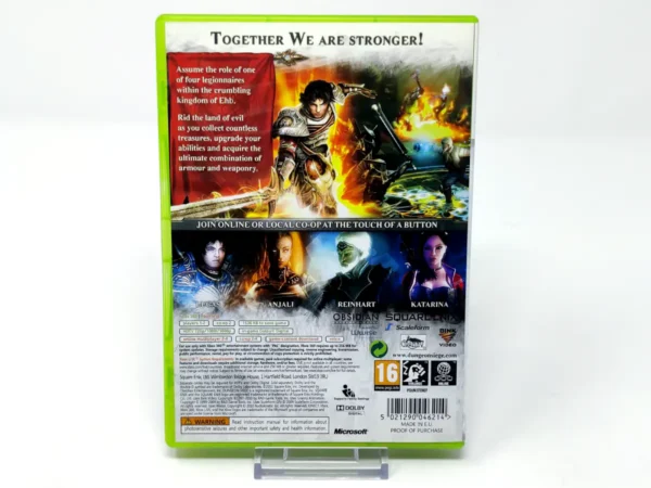 Parte trasera de Dungeon Siege III (UK) para XBOX 360, edición PAL UK