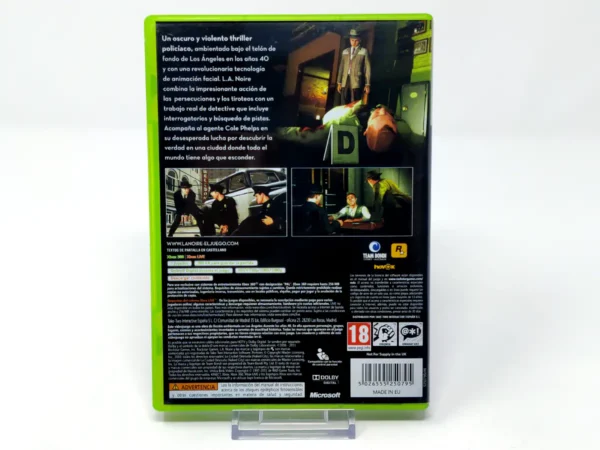 Parte trasera de L.A. Noire (ESP) para XBOX 360, edición PAL España