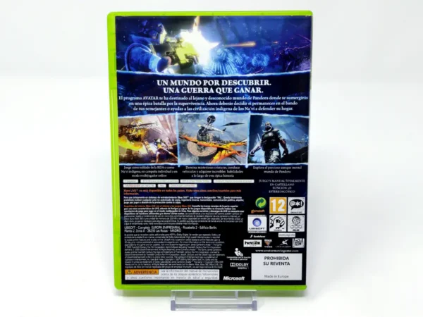 Parte trasera de James Cameron's AVATAR: The Game (ESP) para XBOX 360, edición PAL España