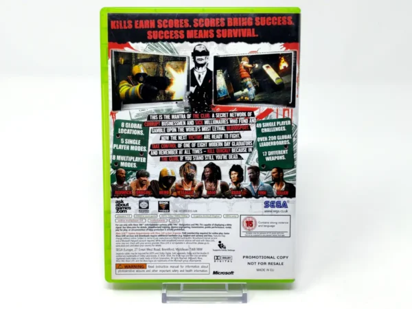 Parte trasera de The Club (UK) (Promo) para XBOX 360, edición PAL UK