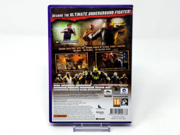 Parte trasera de Fighters Uncaged (UK) para XBOX 360, edición PAL UK