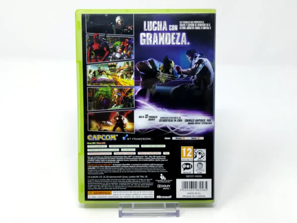 Parte trasera de Marvel vs. Capcom 3: Fate of Two Worlds (ESP) para XBOX 360, edición PAL España