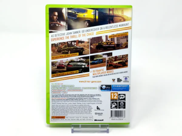 Parte trasera de Driver: San Francisco (UK) para XBOX 360, edición PAL UK
