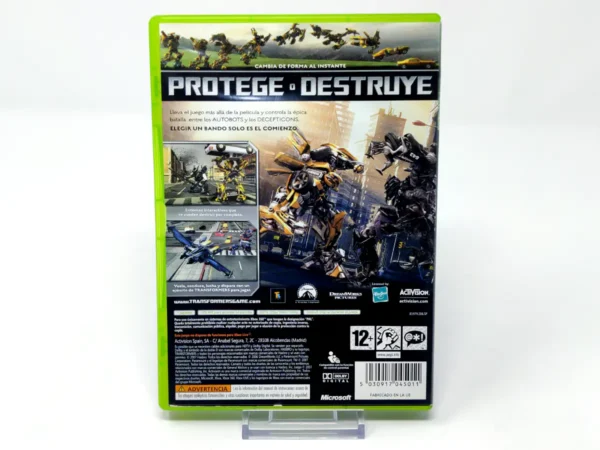 Parte trasera de Transformers: The Game (ESP) para XBOX 360, edición PAL España