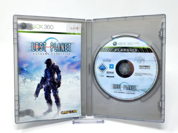 Interior del juego Lost Planet: Extreme Condition (Colonies Edition) (ESP) (Classics) para XBOX 360 con disco y manual