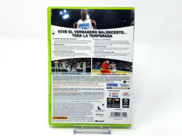 Parte trasera de NBA LIVE 10 (ESP) para XBOX 360, edición PAL España