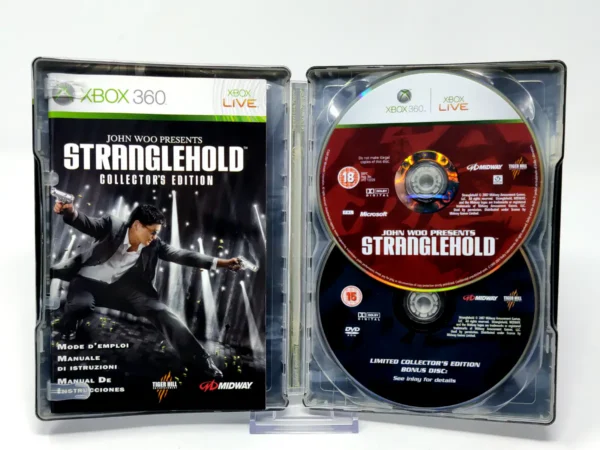 Interior del juego Stranglehold (Collector's Edition) (ESP) para XBOX 360 con disco y manual