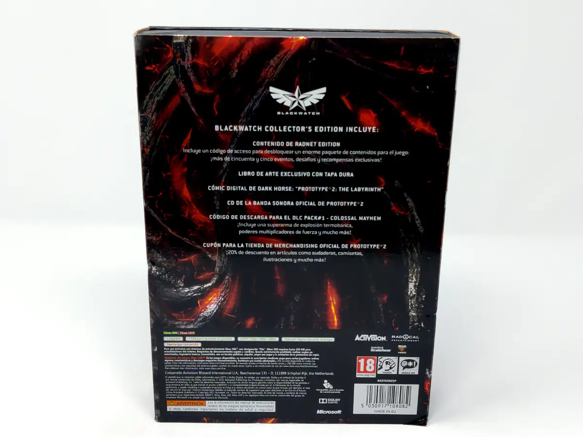 Lateral de la caja de Prototype 2 (Blackwatch Collector's Edition) (ESP) para XBOX 360