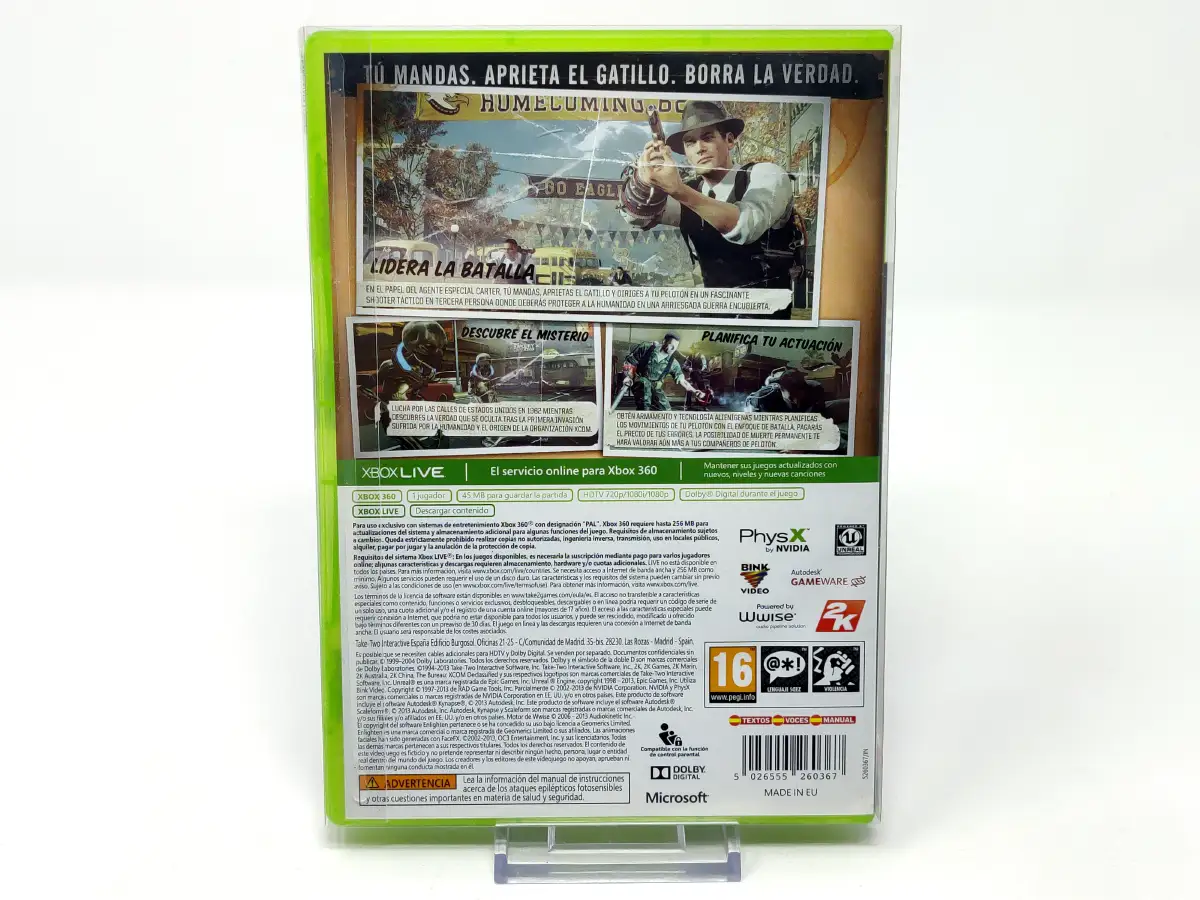 Parte trasera de The Bureau: XCOM Declassified (ESP) (Cubre) para XBOX 360, edición PAL España