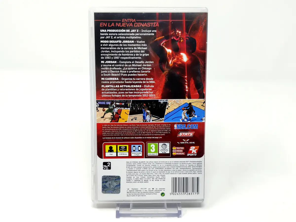 Parte trasera de NBA 2K13 (ESP) para PSP, edición PAL España
