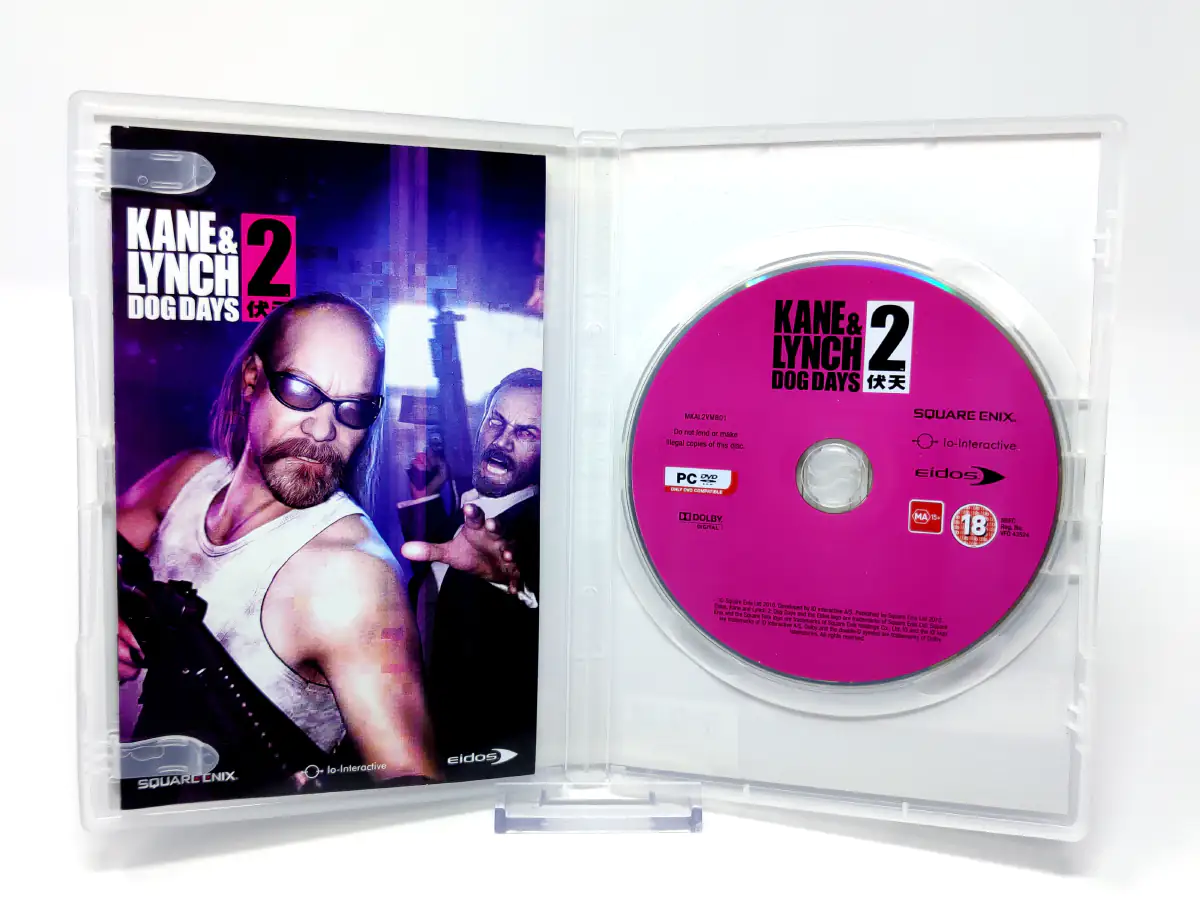 Interior del juego Kane & Lynch 2: Dog Days (ESP) para PC con disco y manual