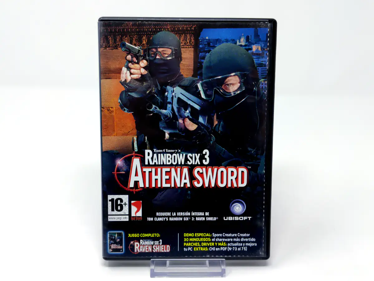 Parte trasera de Tom Clancy's Rainbow Six 3: Raven Shield + Athena Sword (ESP) para PC, edición PAL España