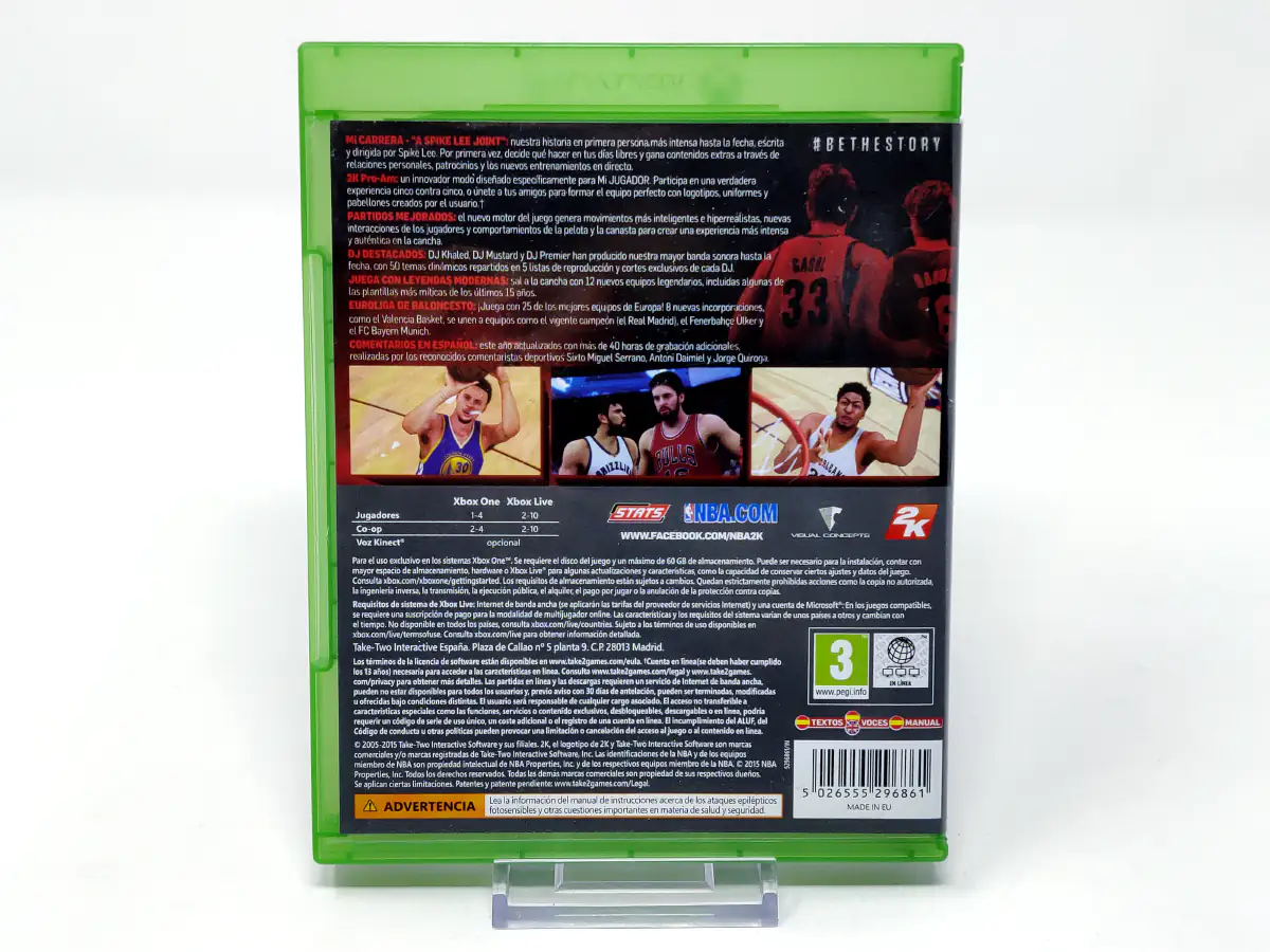 Parte trasera de NBA 2K16 (ESP) para XBOX One / Series X/S, edición PAL España
