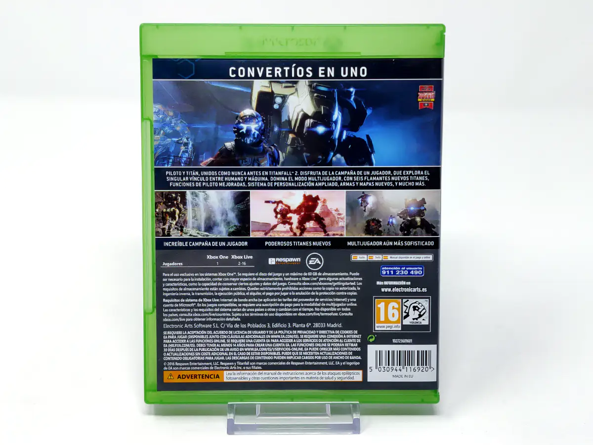 Parte trasera de Titanfall 2 (ESP) para XBOX One / Series X/S, edición PAL España