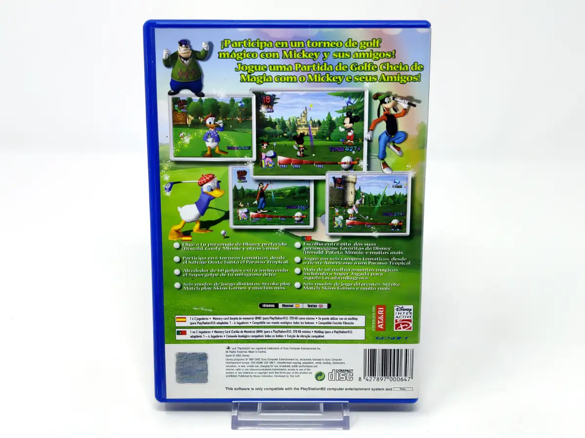 Parte trasera de Disney Golf (ESP) para PlayStation 2, edición PAL España