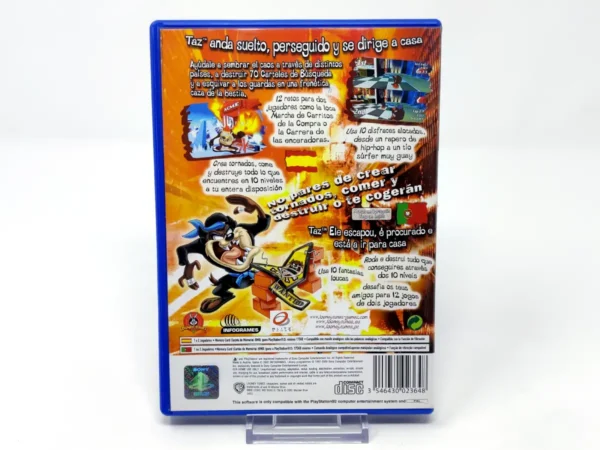 Parte trasera de Taz: Wanted (ESP) para PlayStation 2, edición PAL España