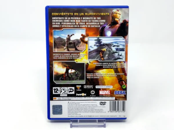 Parte trasera de Iron Man (ESP) para PlayStation 2, edición PAL España
