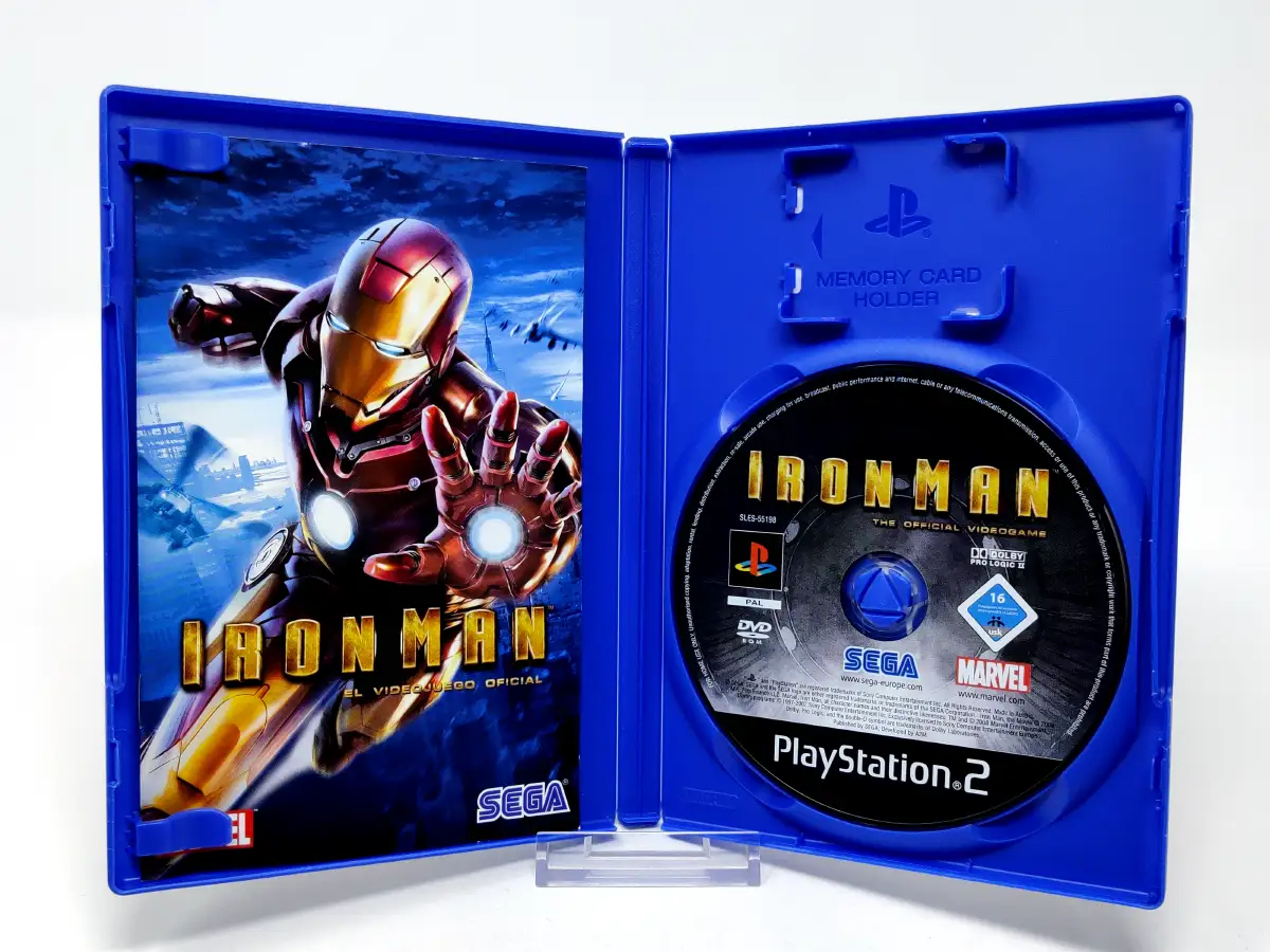 Interior del juego Iron Man (ESP) para PlayStation 2 con disco y manual
