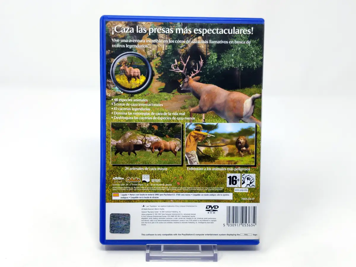 Parte trasera de Cabela's Big Game Hunter (ESP) para PlayStation 2, edición PAL España