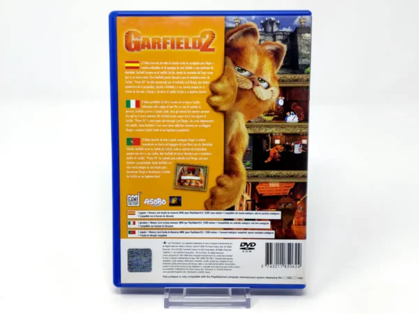 Parte trasera de Garfield 2 (ESP) para PlayStation 2, edición PAL España
