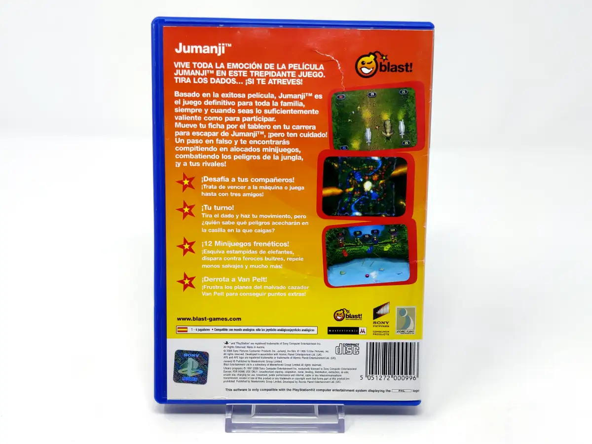 Parte trasera de Jumanji (ESP) para PlayStation 2, edición PAL España