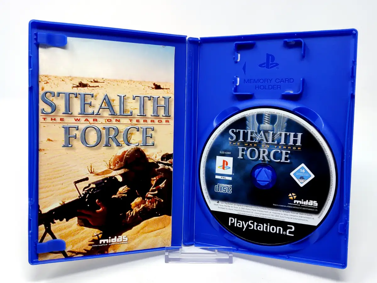 Interior del juego Stealth Force: The War on Terror (ESP) para PlayStation 2 con disco y manual