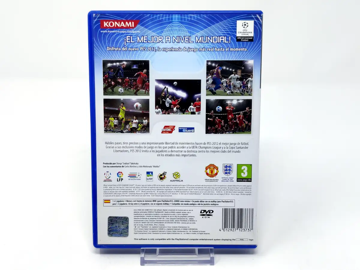 Parte trasera de PES 2012: Pro Evolution Soccer (ESP) para PlayStation 2, edición PAL España