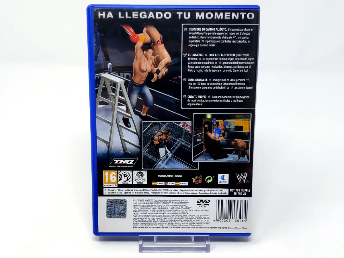 Parte trasera de WWE SmackDown vs RAW 2011 (ESP) para PlayStation 2, edición PAL España