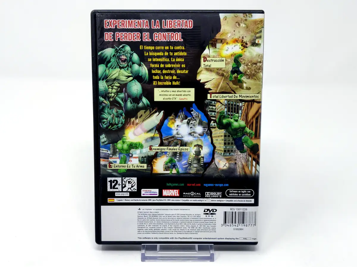 Parte trasera de The Incredible Hulk: Ultimate Destruction (ESP) (Rebajado) para PlayStation 2, edición PAL España